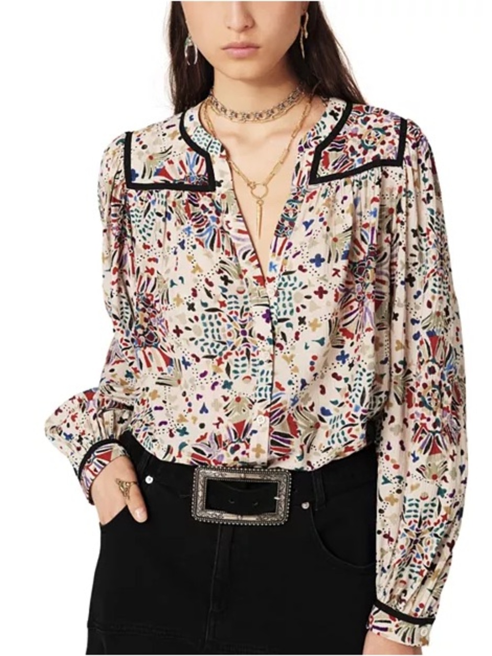 ba&sh Faizae colourful shirt blouse size 1, small